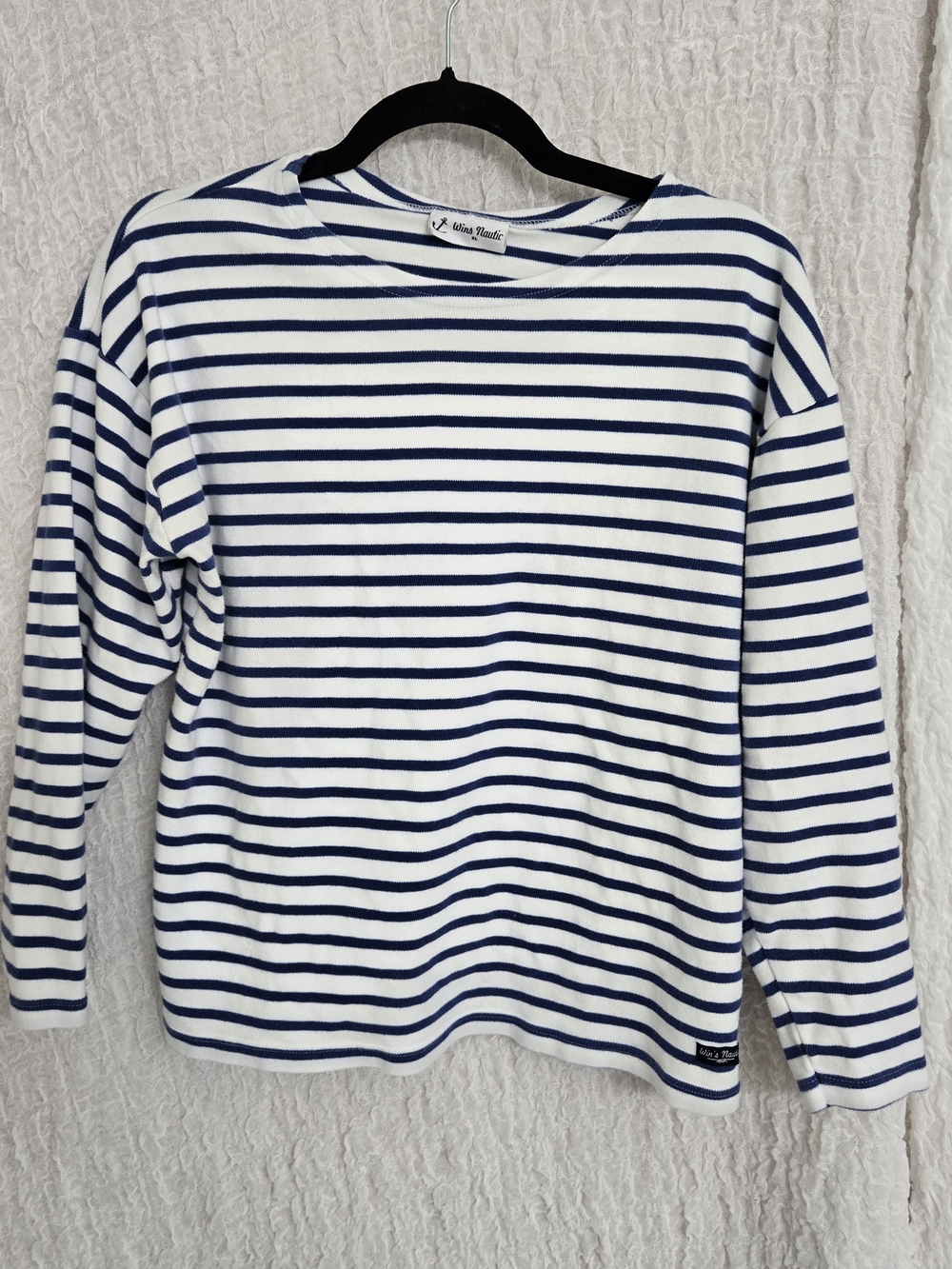 Win's Nautic Size Xl Classic Striped Long Sleeve Top - Navy & White